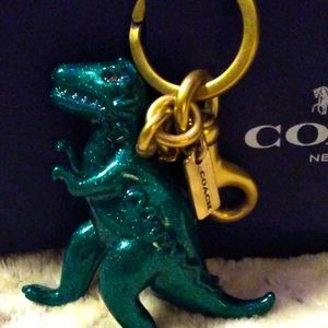 Coach Rexy keytag. Sparkly green resin